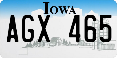 IA license plate AGX465