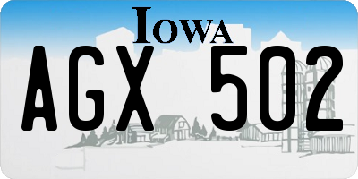 IA license plate AGX502