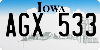 IA license plate AGX533