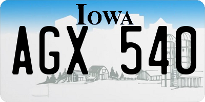 IA license plate AGX540