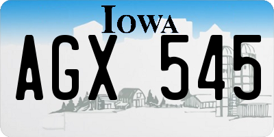 IA license plate AGX545