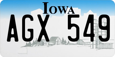 IA license plate AGX549
