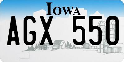 IA license plate AGX550