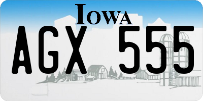 IA license plate AGX555
