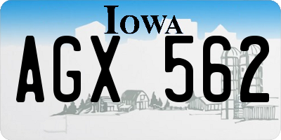 IA license plate AGX562