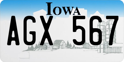 IA license plate AGX567