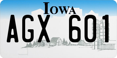 IA license plate AGX601