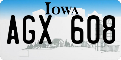 IA license plate AGX608