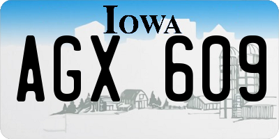 IA license plate AGX609