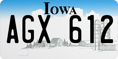IA license plate AGX612