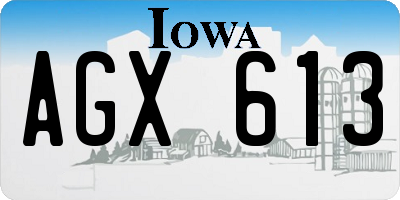 IA license plate AGX613