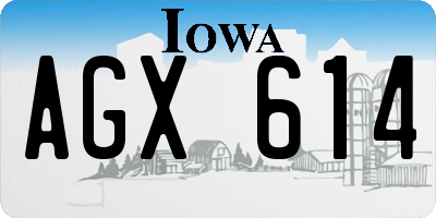 IA license plate AGX614