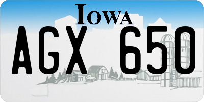 IA license plate AGX650