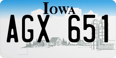 IA license plate AGX651