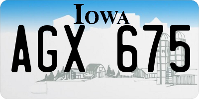 IA license plate AGX675