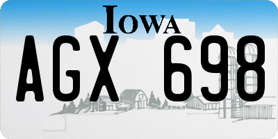 IA license plate AGX698