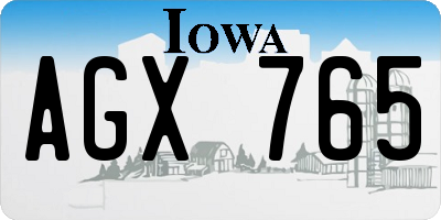 IA license plate AGX765