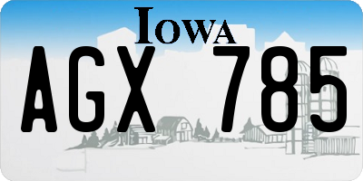 IA license plate AGX785