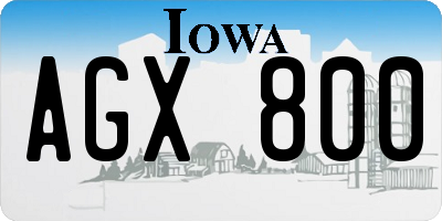 IA license plate AGX800