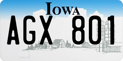 IA license plate AGX801