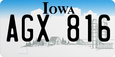 IA license plate AGX816