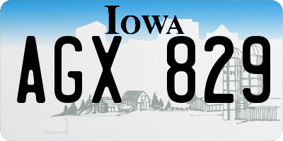 IA license plate AGX829