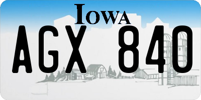 IA license plate AGX840