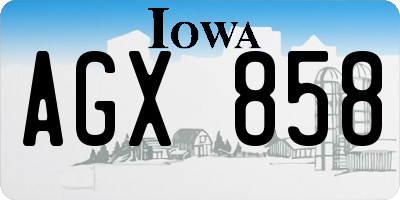 IA license plate AGX858