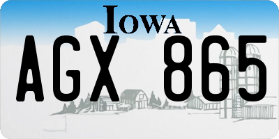 IA license plate AGX865