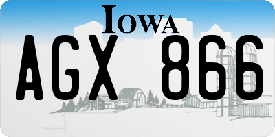 IA license plate AGX866