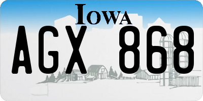 IA license plate AGX868