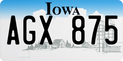 IA license plate AGX875