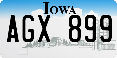 IA license plate AGX899