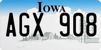 IA license plate AGX908