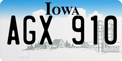 IA license plate AGX910