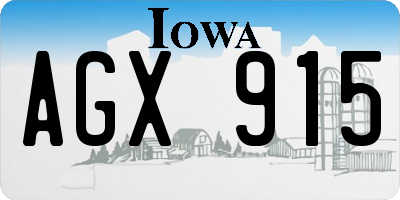 IA license plate AGX915