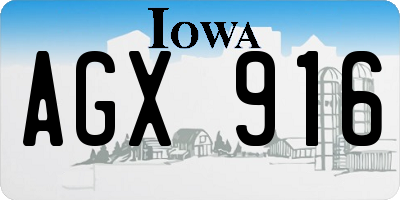 IA license plate AGX916