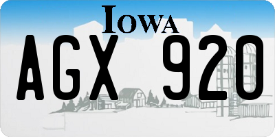 IA license plate AGX920