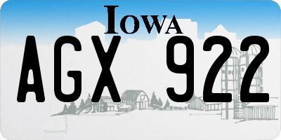 IA license plate AGX922