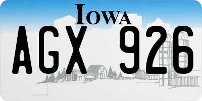 IA license plate AGX926