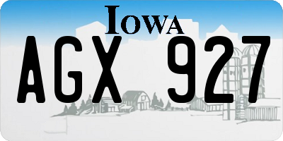 IA license plate AGX927