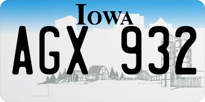 IA license plate AGX932