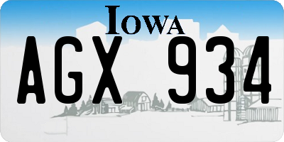 IA license plate AGX934