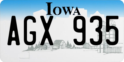 IA license plate AGX935