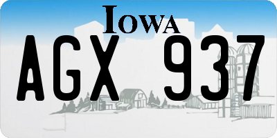IA license plate AGX937