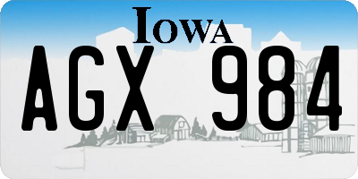 IA license plate AGX984