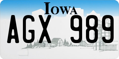 IA license plate AGX989