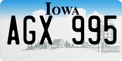 IA license plate AGX995
