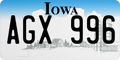 IA license plate AGX996