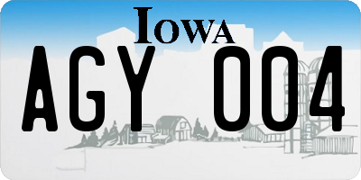 IA license plate AGY004
